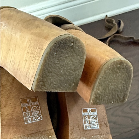 Free People Khaki Suede Lace-Up Platform Sandals - Picture 9 of 14